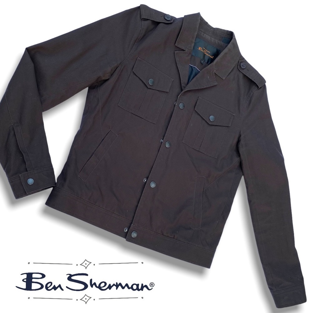 BEN SHERMAN | Chocolate Brown Classic Hipster Work Wear | LARGE | Button Up Coat